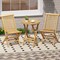 Costway 3 PCS Folding Patio Bistro Set Teak Wood Round Table and Chairs Furniture Set